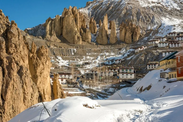 Snow line on a Himachal mountain pass